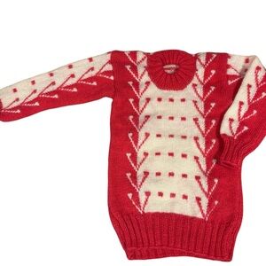Red and White Patterned Sweater